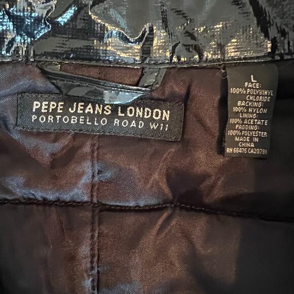 Vintage 90s Pepe Jeans London PVC quilted jacket Size large - Picture 7 of 9